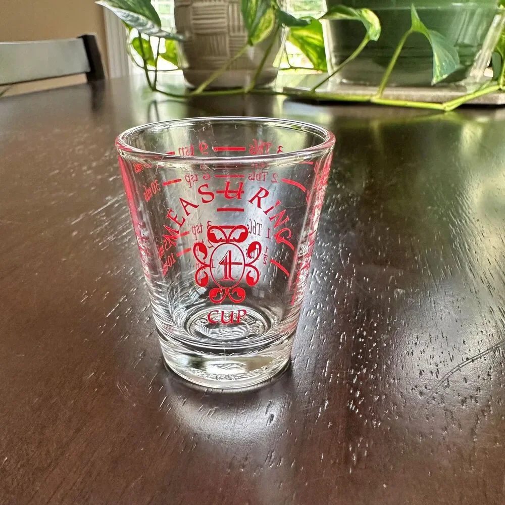 Measuring Cup Shot Glass Novelty Item 1 1/2 ounce, 3 tbls, 9 tsp or 45 mls sizes